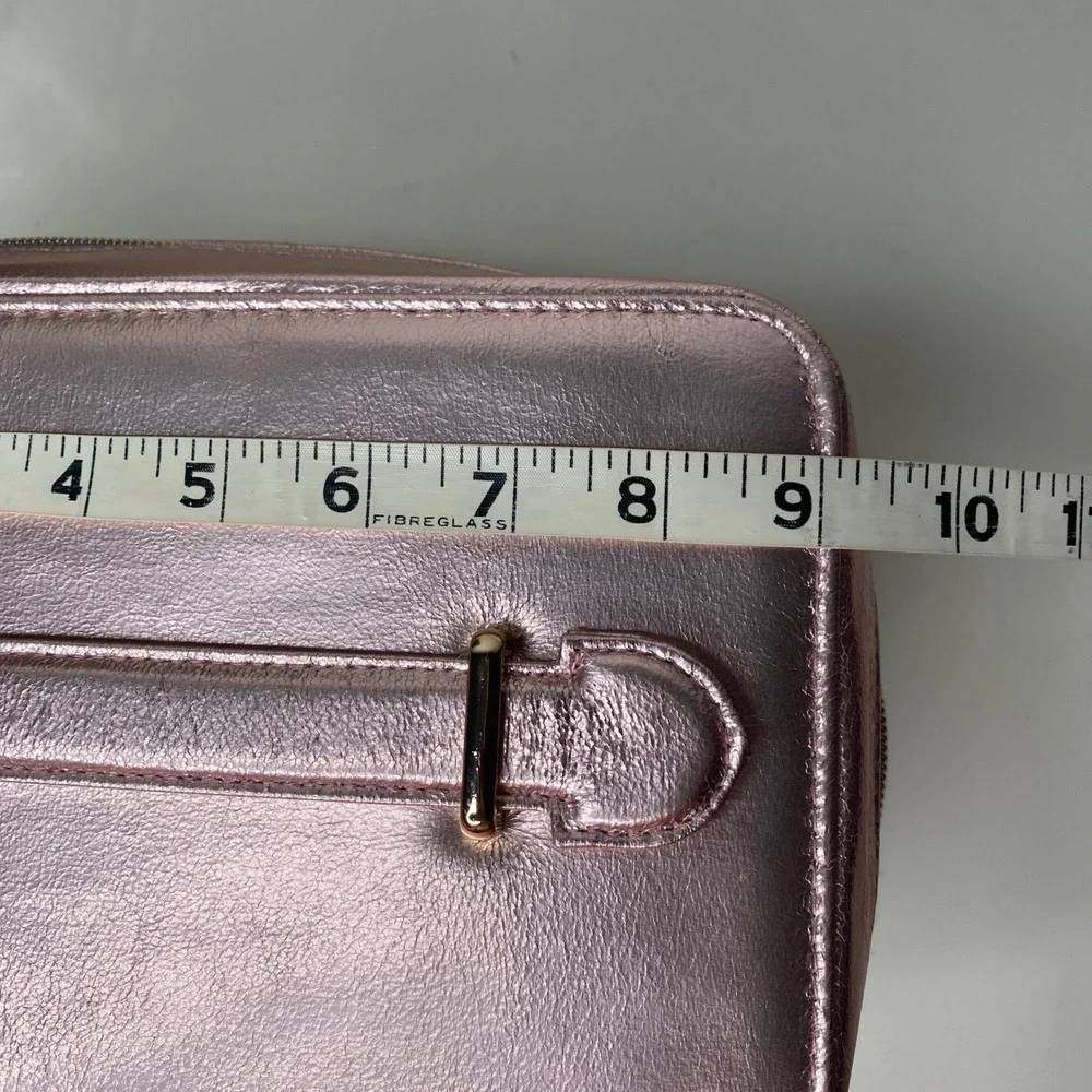 Lancome Rose Gold Metallic Cosmetic Vanity Case Bag Train‎ Case Travel Bag NWOT